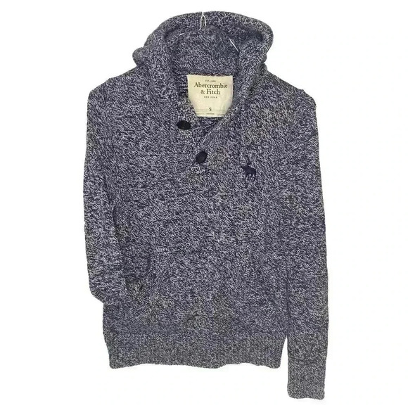 Vintage Navy Hooded Abercrombie And Fitch Cotton Sweater Size Small Ladies - Picture 1 of 4